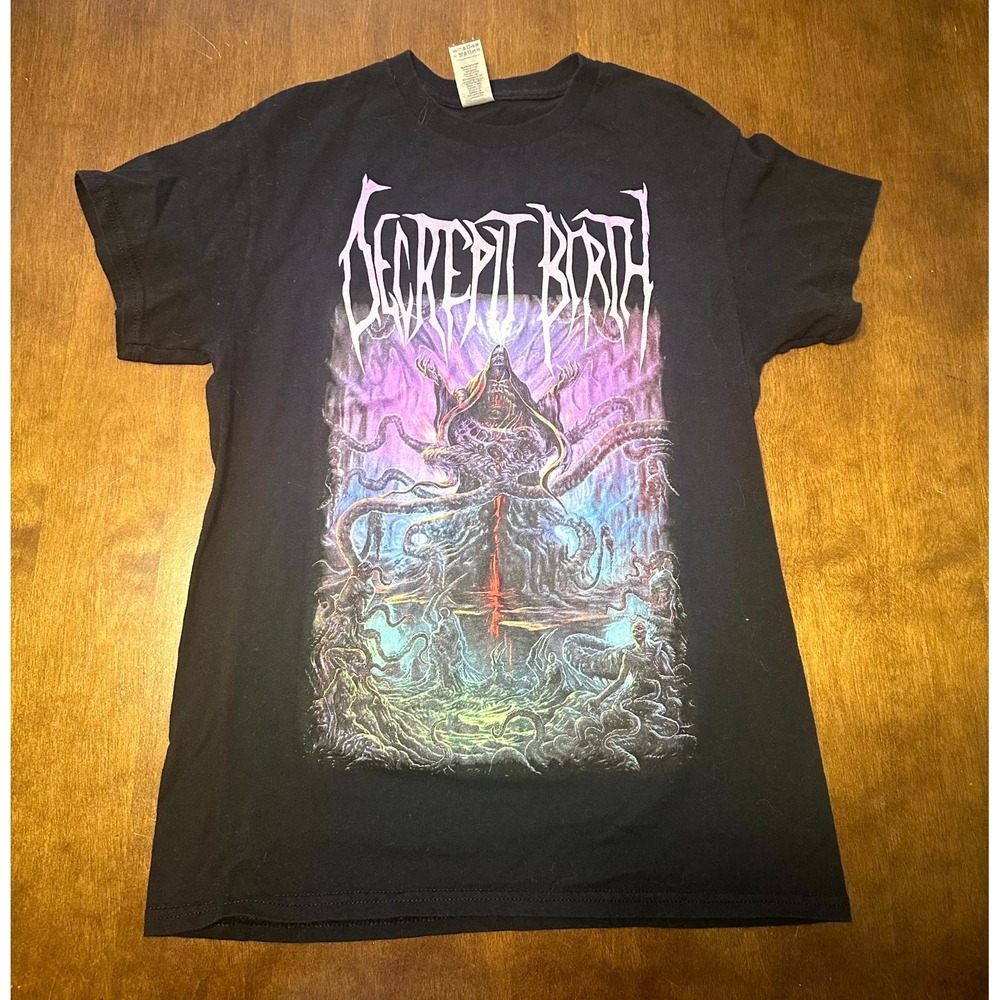 Gildan Mens Small Black Decrepit Birth Graphic Tour T-Shirt Crew Neck Pullover